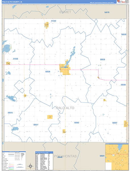Palo Alto County, IA Zip Code Map